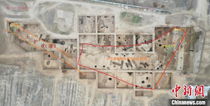 14号建筑基址及其他西周遗存。　陕西省考古研究院供图